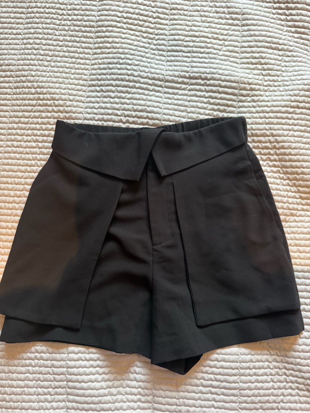 Zara Black High-Waist Pleated Front Athletic Shorts